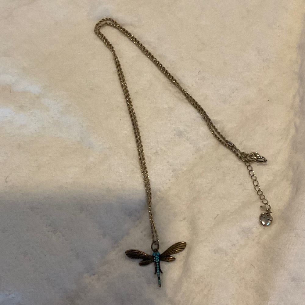 Betsey Johnson Gold Dragonfly Necklace with Turquoise Accents